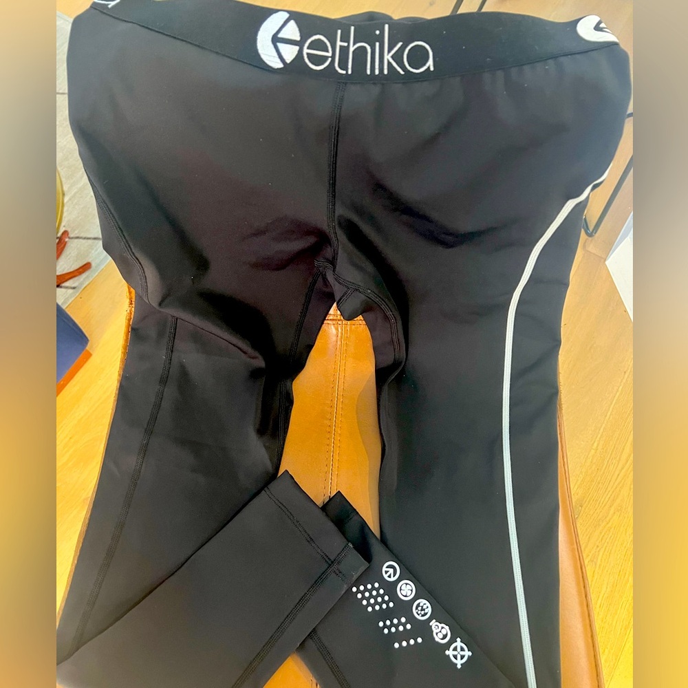 ethika Black Leggings with White Trim